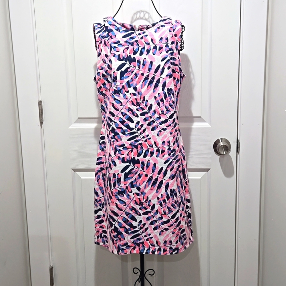Taylor colorful shift dress pink blue white navy size 10